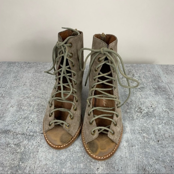 Jeffrey Campbell Taupe CORS Anthropologie Suede Leather PEEP TOE BOOTIES 6 - Picture 2 of 15